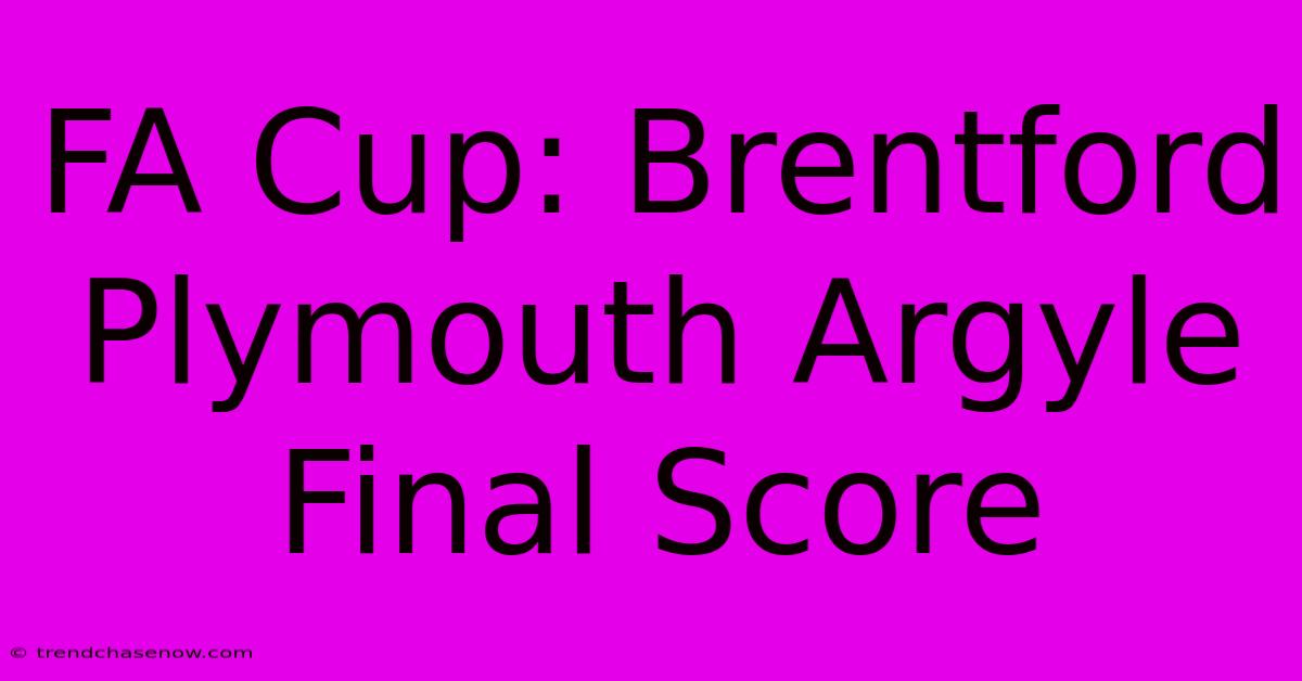 FA Cup: Brentford Plymouth Argyle Final Score