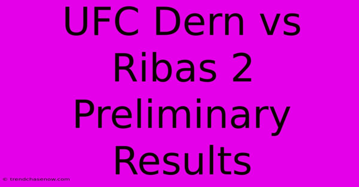 UFC Dern Vs Ribas 2 Preliminary Results